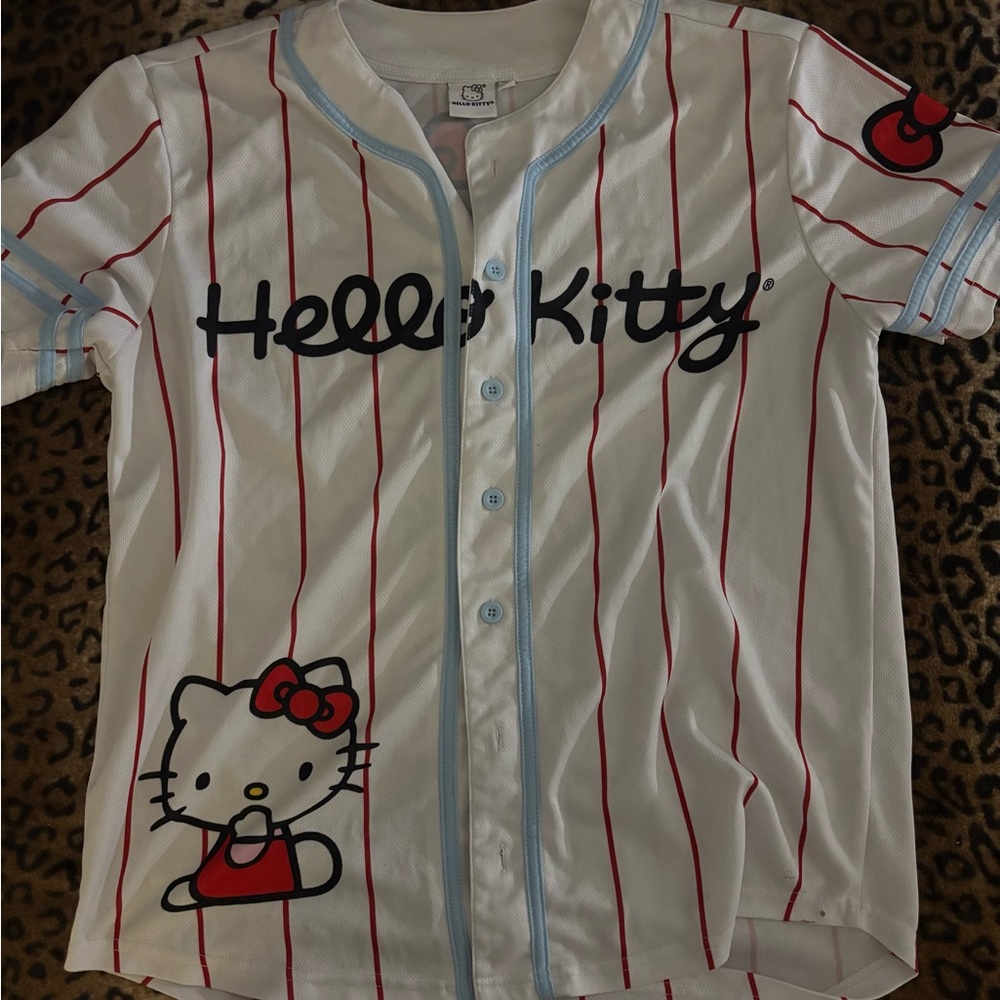 Hello Kitty Kids Striped Jersey - White and Red